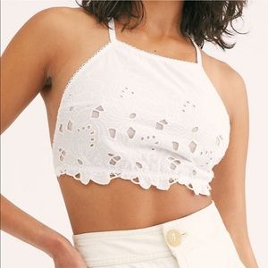 NWT Free People White High Neck Eyelet Bralette